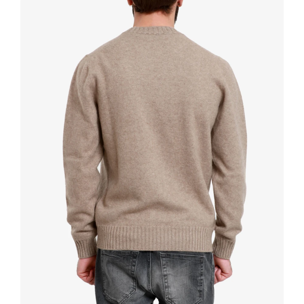 Gran Sasso Kasjmier Crew Neck Sweater Made in Italy Beige Heren