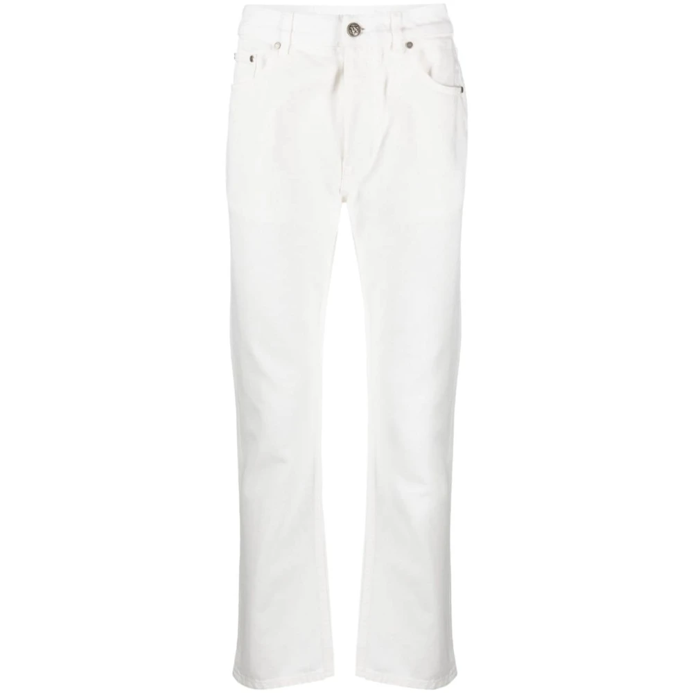 Palm Angels Witte Logo Denim Jeans White Heren