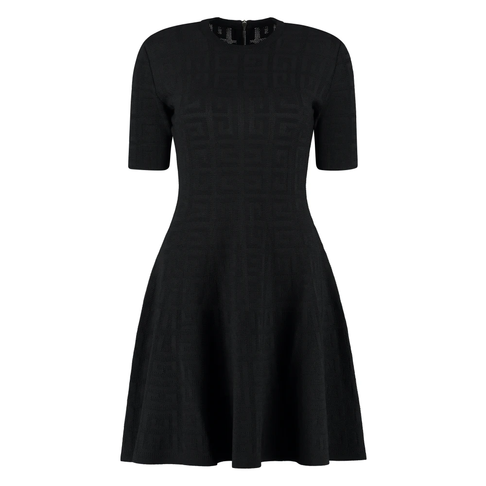 Givenchy Uitlopende Jacquard Gebreide Mini-Jurk Black Dames