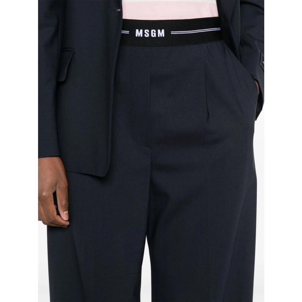 Msgm Blauwe Wollen Broek Blue Dames