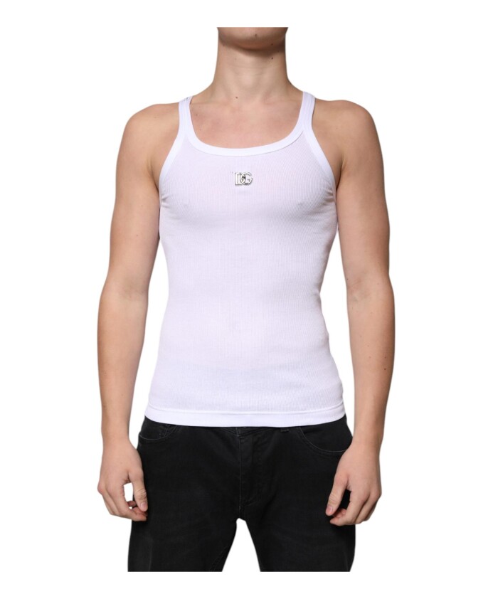 white-sleeveless-logo-t-shirt