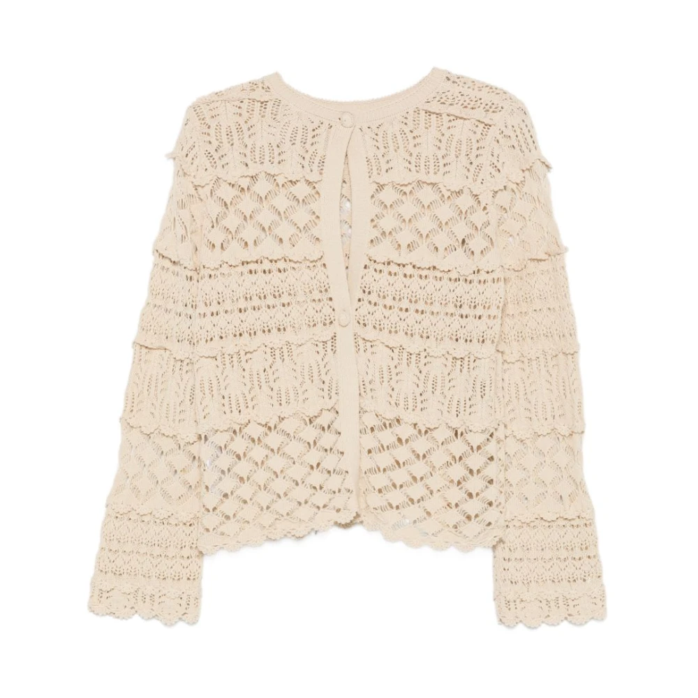 Semicouture Beige Round-Neck Knitwear, Female, S, Zilla Round-Neck Knit