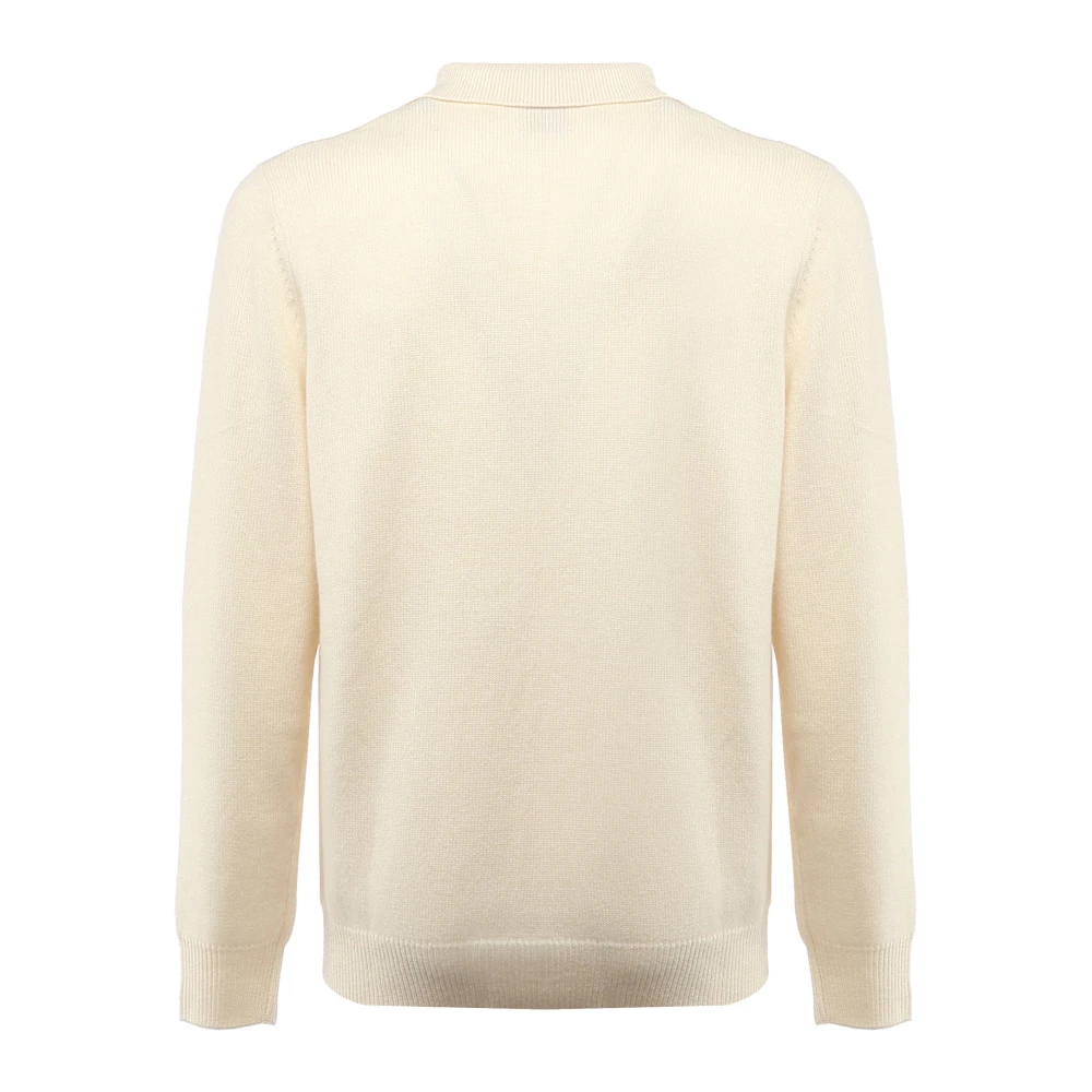 MC2 Saint Barth Wit poloshirt met lange mouwen en logo Beige Heren