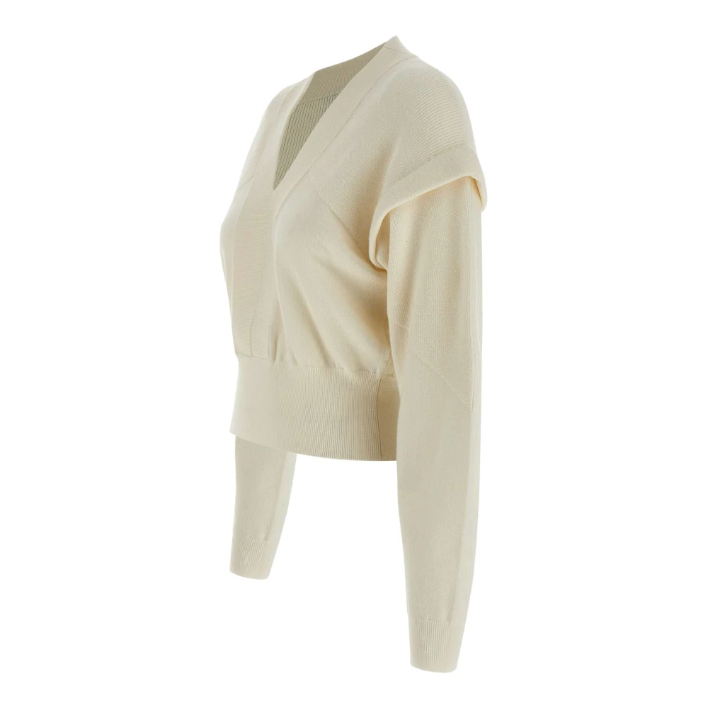 IRO Crème Mesh Trui met V-hals White Dames