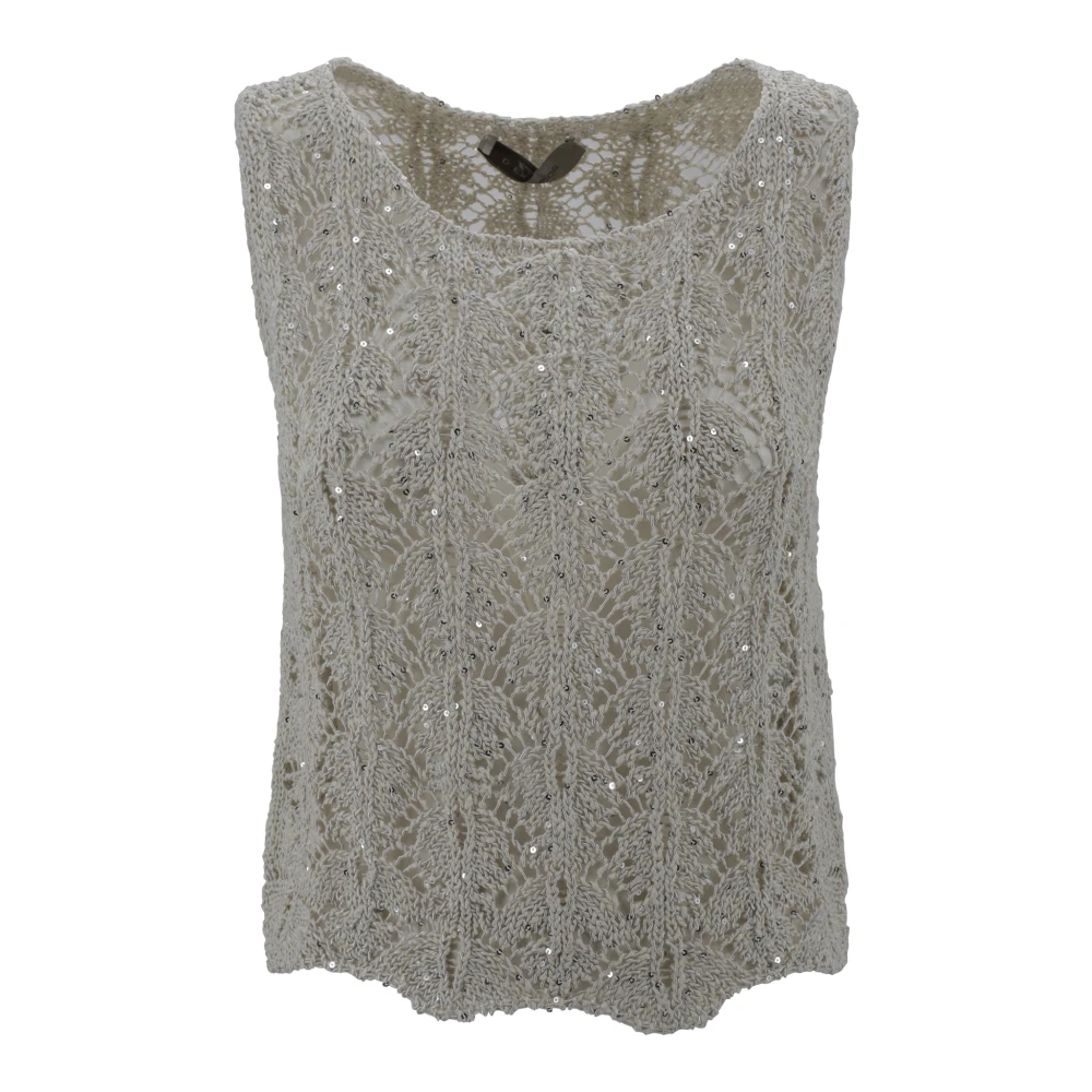 D.Exterior Kanten Kristal Mouwloze Top Beige Dames