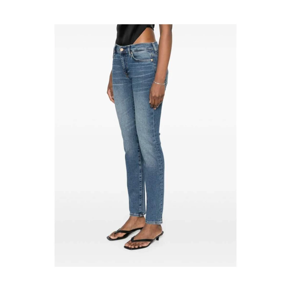 7 For All Mankind Blauwe Slim Fit Jeans Met Korte Lengte Blue Dames