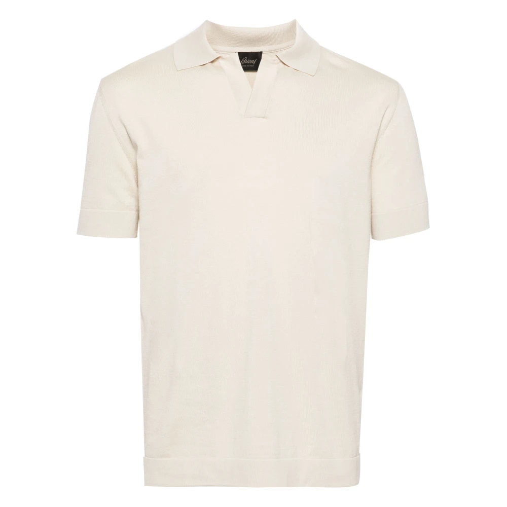 Brioni Casual korte mouw polo shirt zwart Beige Heren