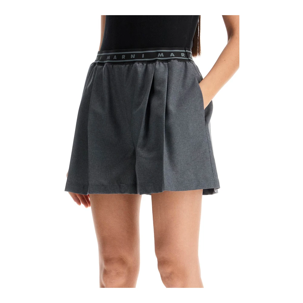 Marni Elastische Taille Geplooide Shorts Gray Dames