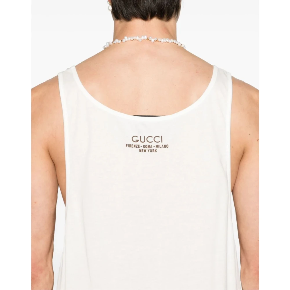 Gucci Scoop-Neck Logo Tank Top White Heren