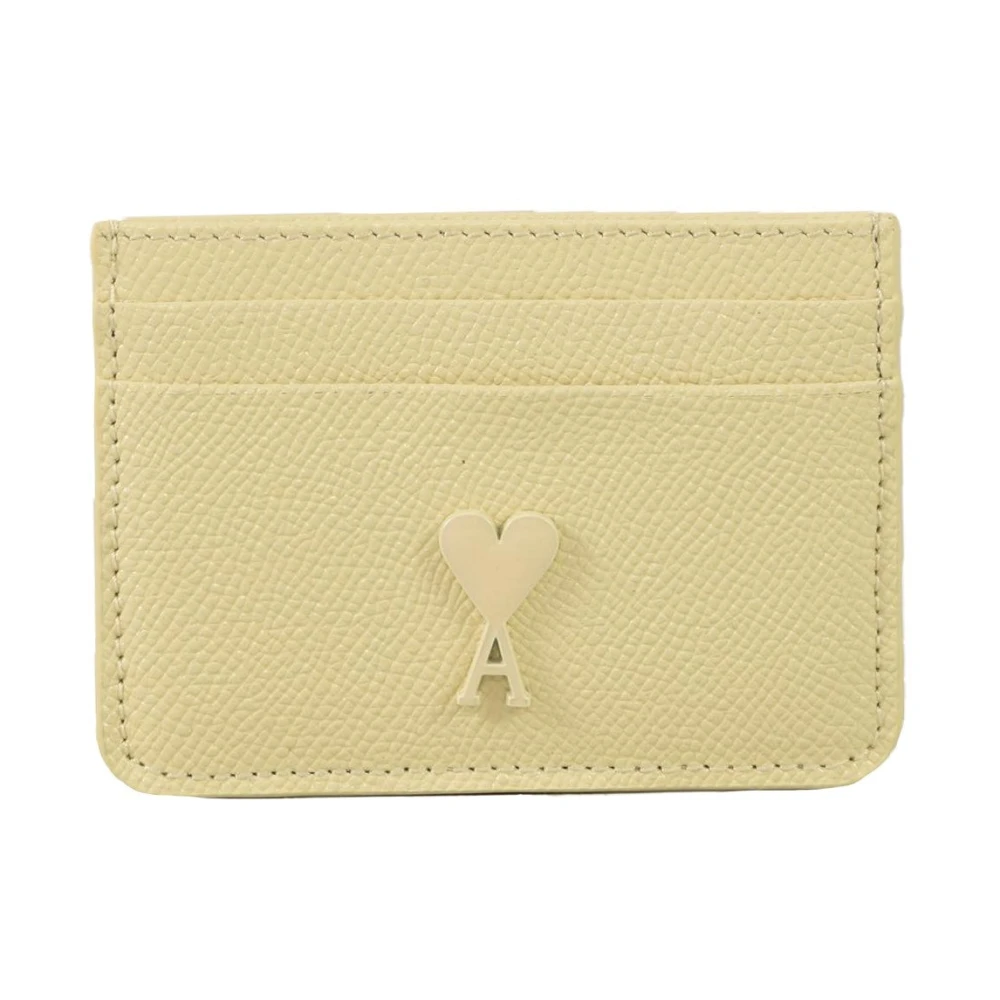 Ami Paris Leren kaarthouder Beige Heren