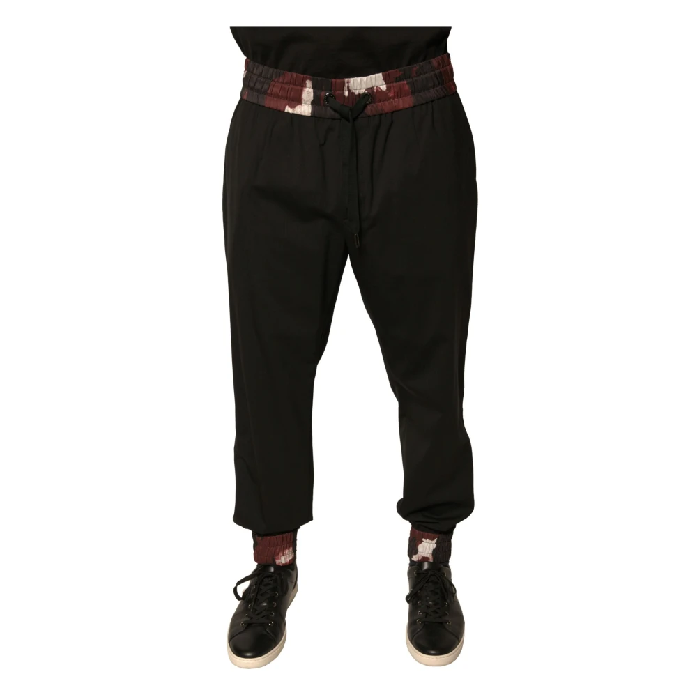 Dolce & Gabbana Men's Black Sweatpants, S, Camouflage Jogger Cargo Trousers With Drawstring