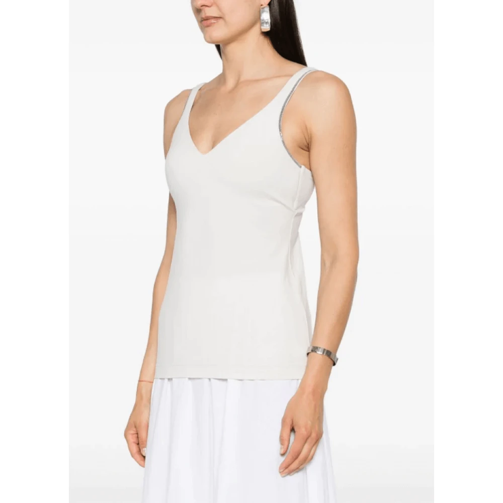 BRUNELLO CUCINELLI Tanktop met Kettingdetail White Dames