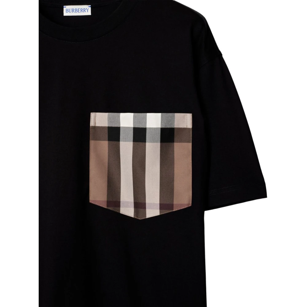 Burberry Zwart Katoenen Jersey Weefsel T-shirt Black Dames