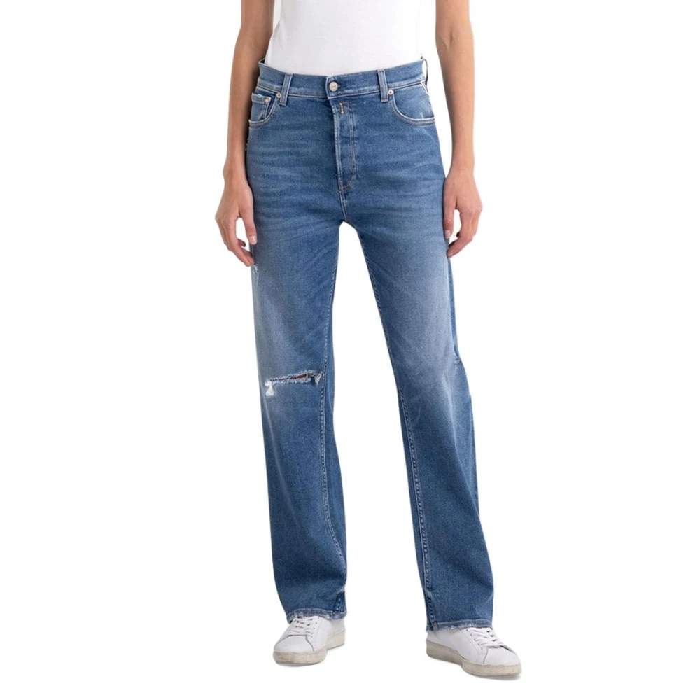 Replay Women's Blue Jeans, Female,, High Waist Straight Jeans For Women W27