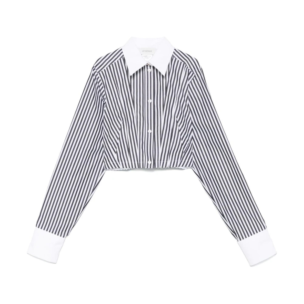 Sportmax Black Striped Button-Up Shirt - Female - Shirts - 2XS - Blouses & Shirts