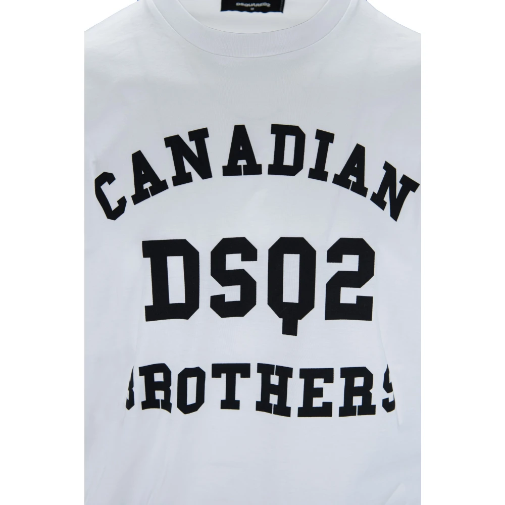 Dsquared2 Heren Bedrukt Katoenen T-Shirt White Heren