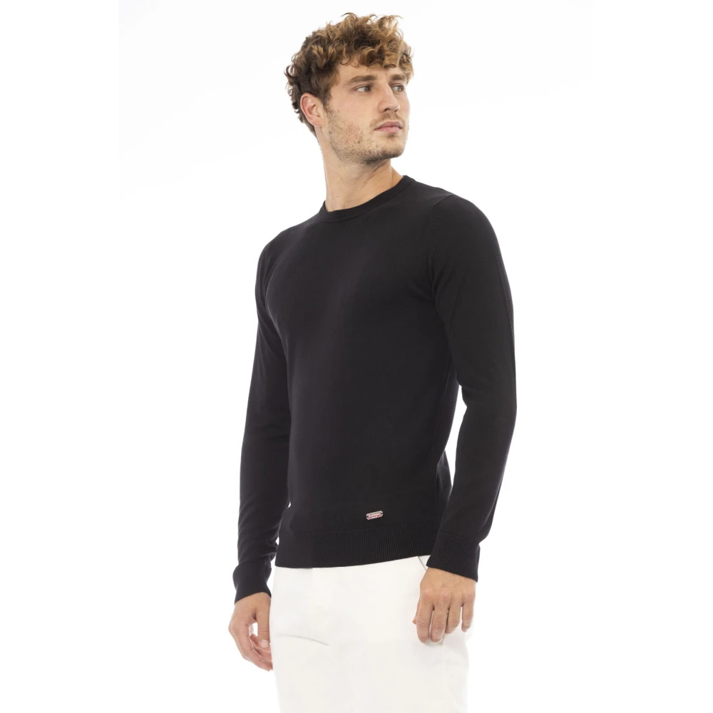 Baldinini Long Sleeve Crewneck Monogram Trui Black Heren