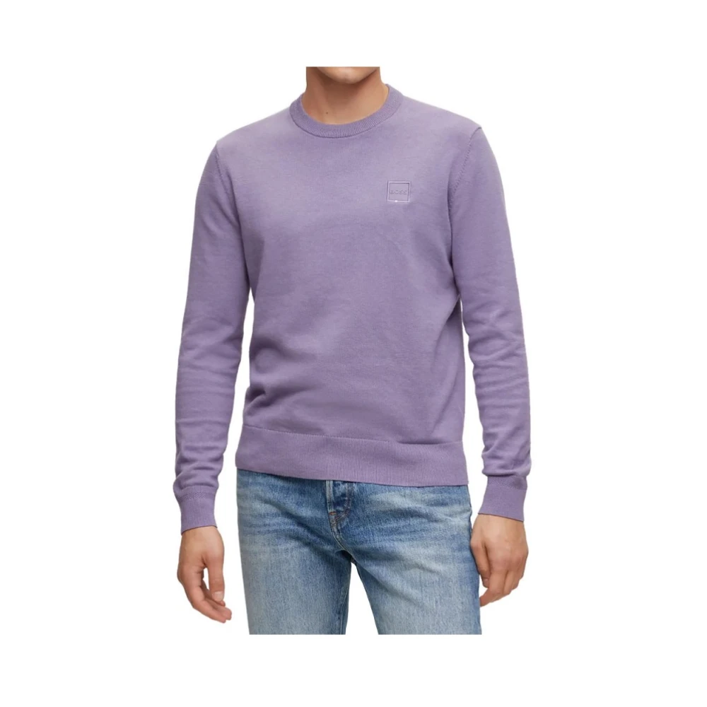 Boss Herenkatoenen en kasjmier trui in lila Purple Heren