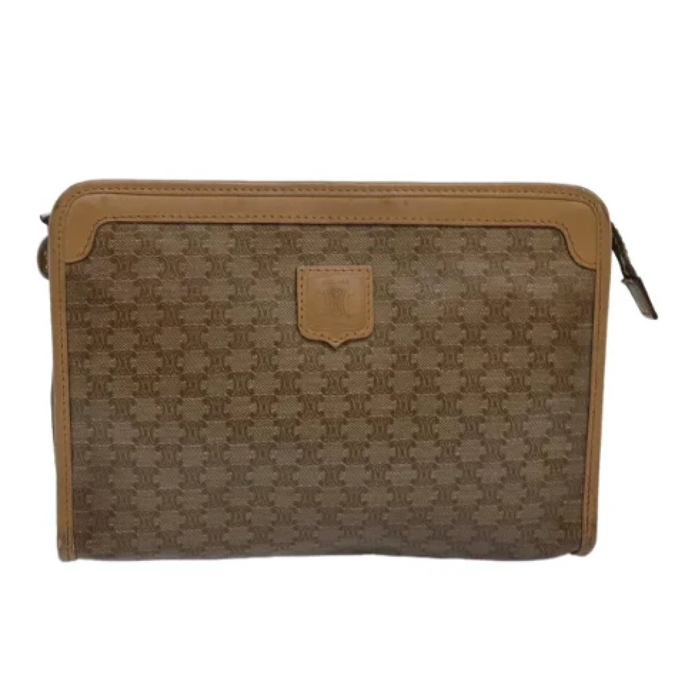 Celine Vintage Pre-owned Canvas clutches Beige Dames
