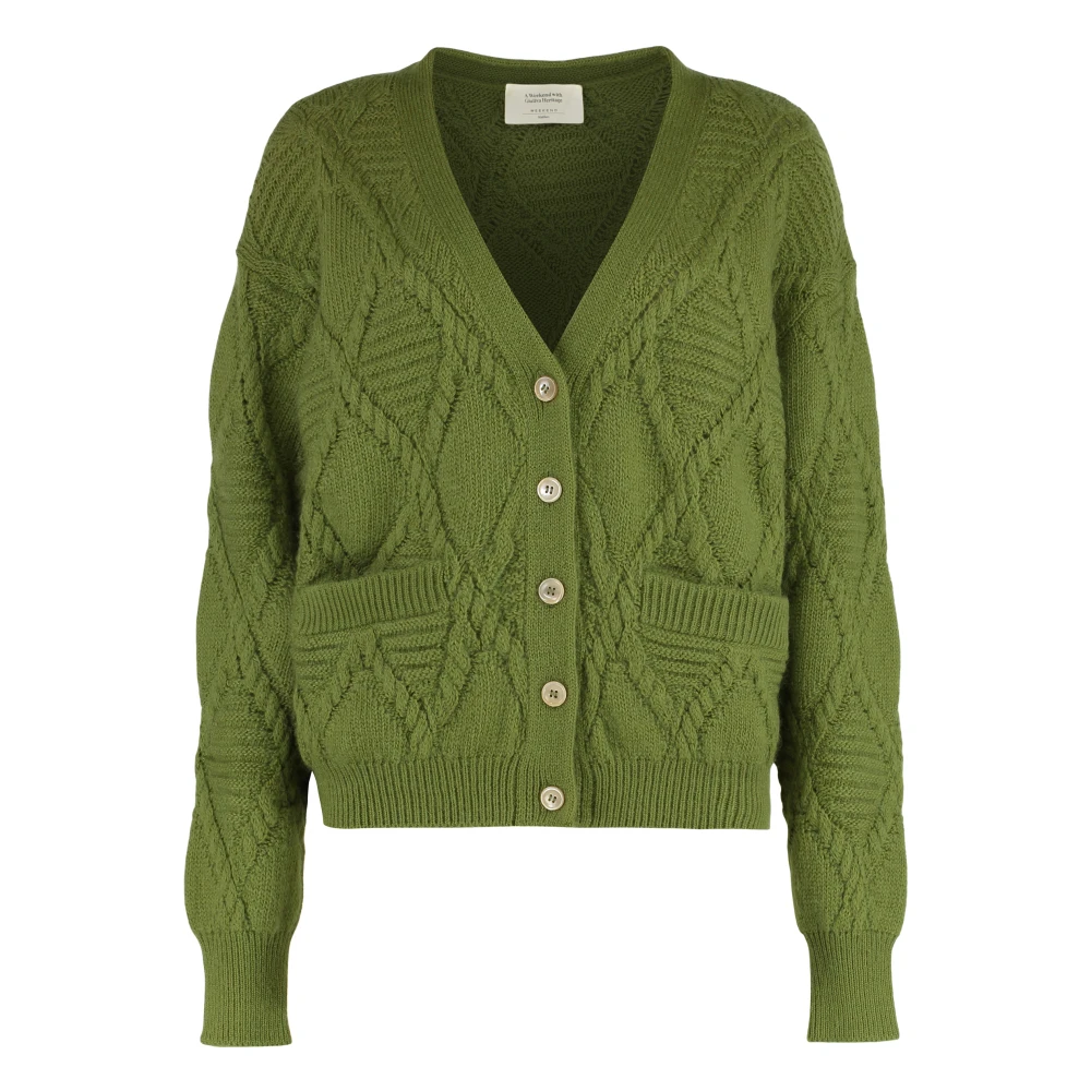 Weekend Max Mara Women's Green Cardigans, Xs, Mohair Blend Cardigan With Pockets
