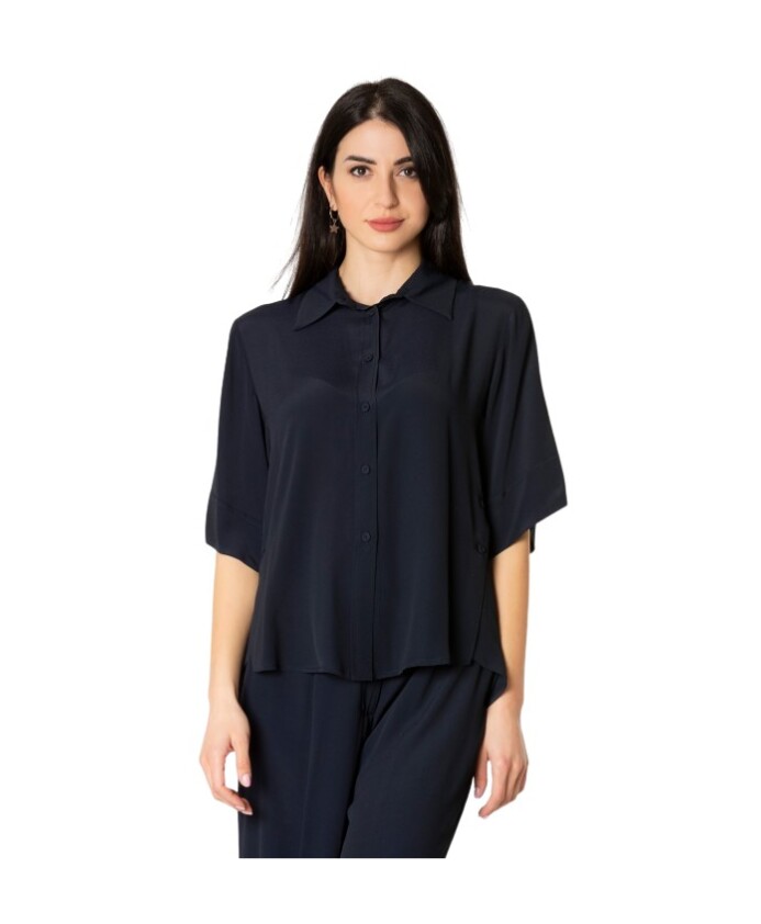 chemise-a-manches-courtes-en-cupro-bleu