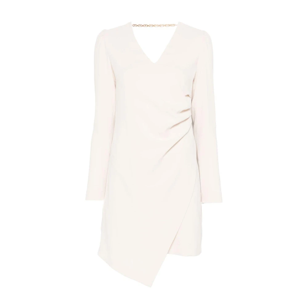 Twinset Elegante Ivoorwitte Crepe Jurk White Dames
