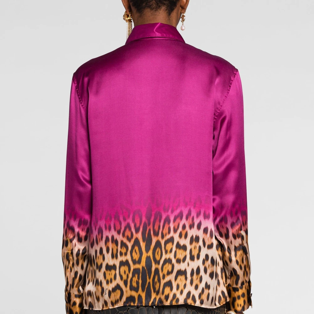 Roberto Cavalli Jaguar-Print Shirt met Point Kraag Multicolor Dames