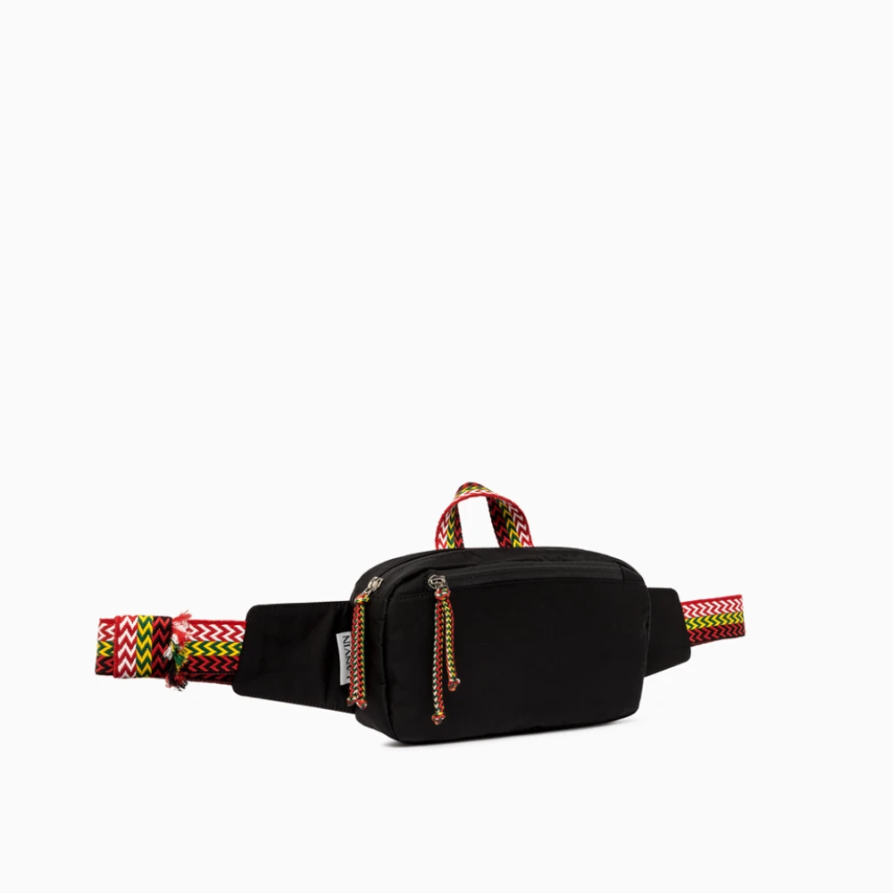 Lanvin Italiaanse Fanny Pack in effen kleur stof Black Heren
