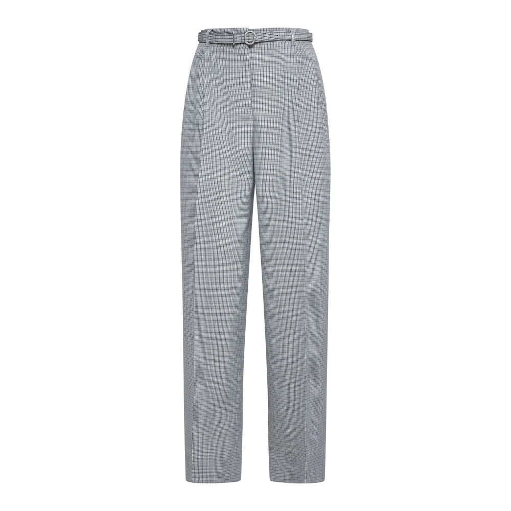 Jil Sander Women's Grey Checkered Wool Trousers