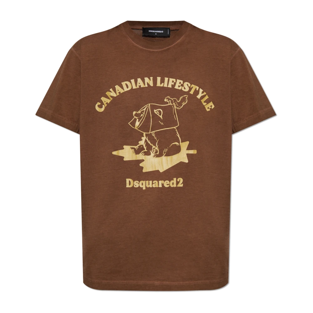 Dsquared2 T-shirt met logo Brown Dames