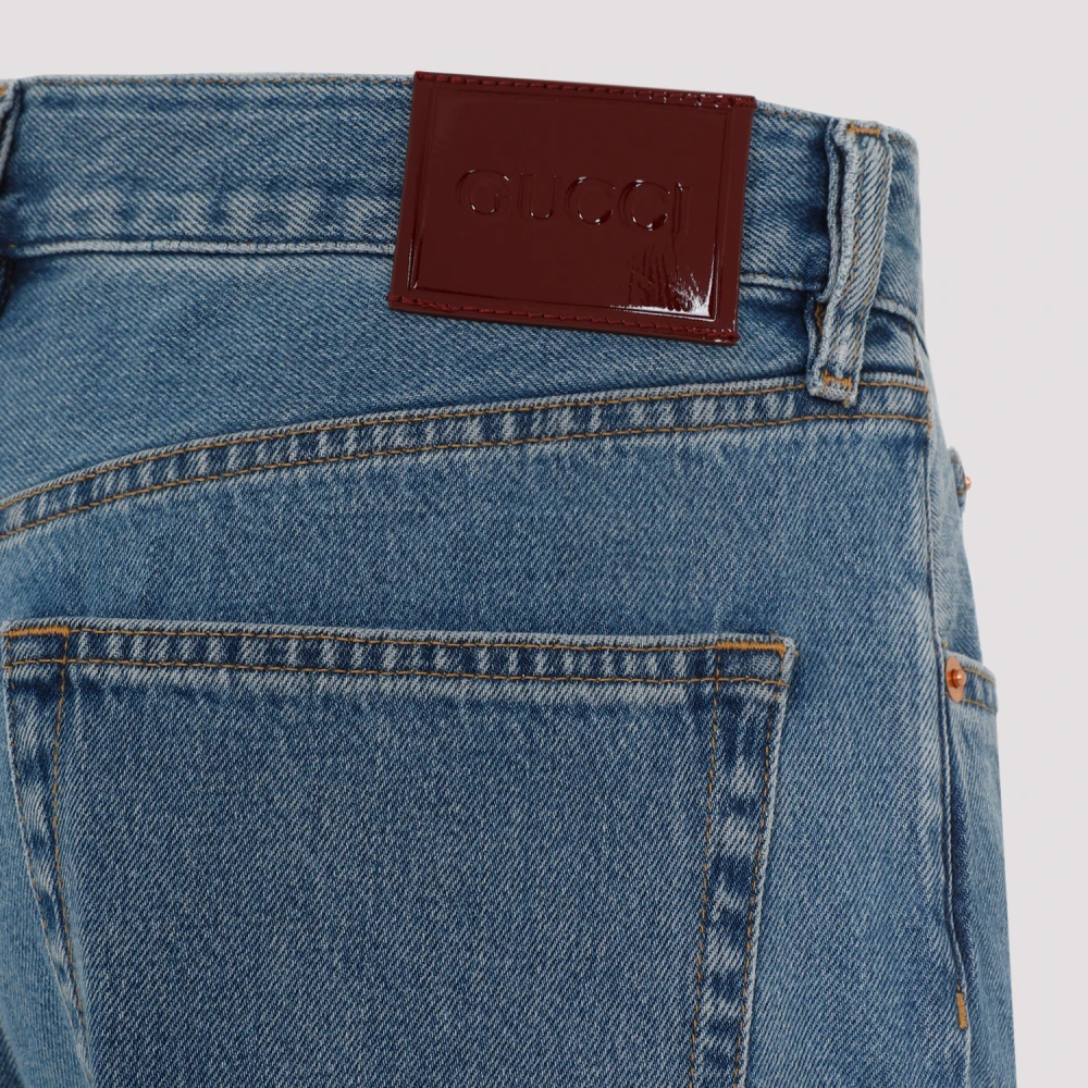Gucci Blauwe Straight Denim Broek Blue Dames