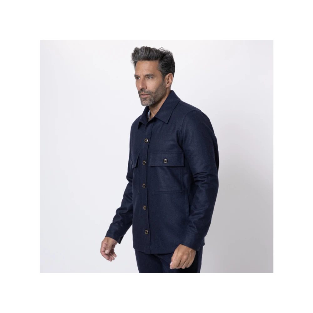 Jacob Cohën Marineblauwe Flanellen Overshirt met Knopen Blue Heren