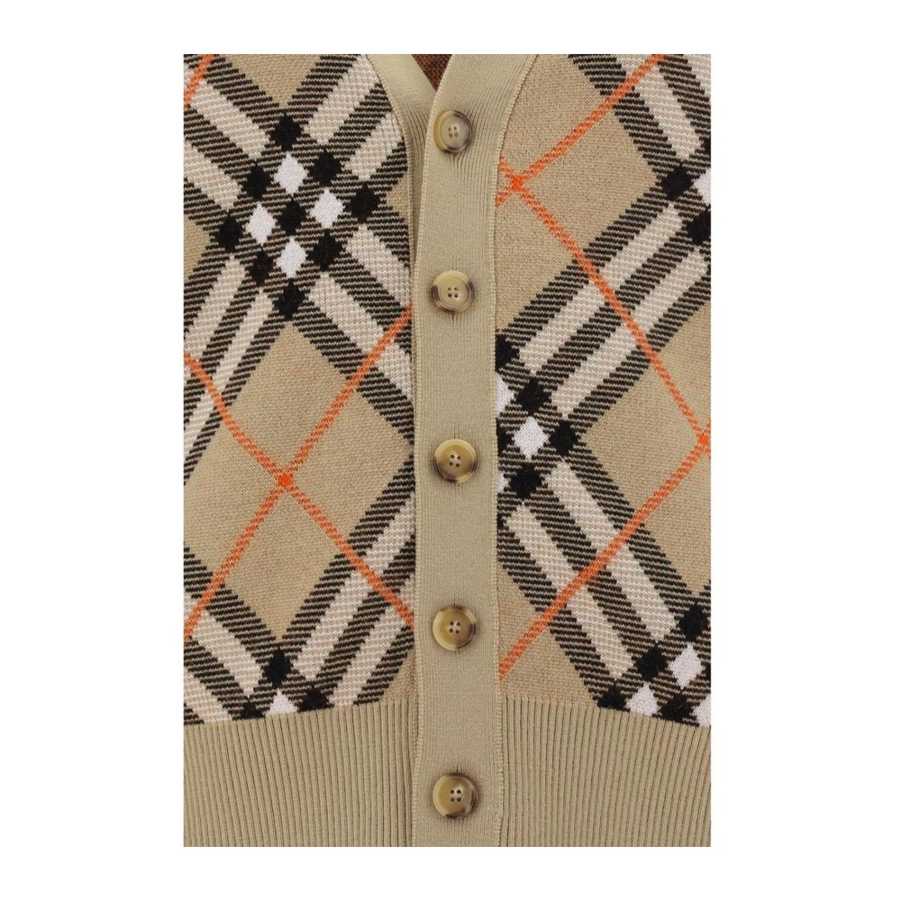 Burberry Iconisch Ruitpatroon V-hals Vest Beige Heren