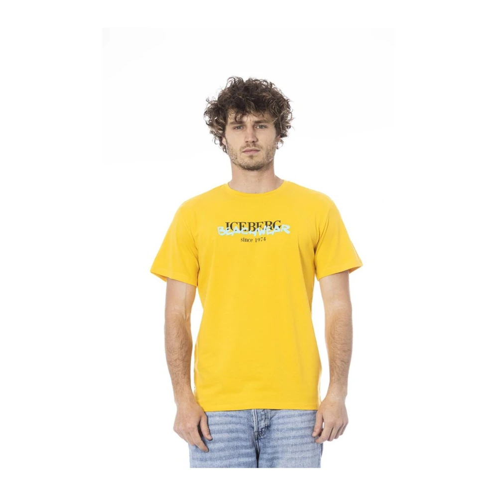 Iceberg Gele Logo Print Crewneck T-Shirt Yellow Heren