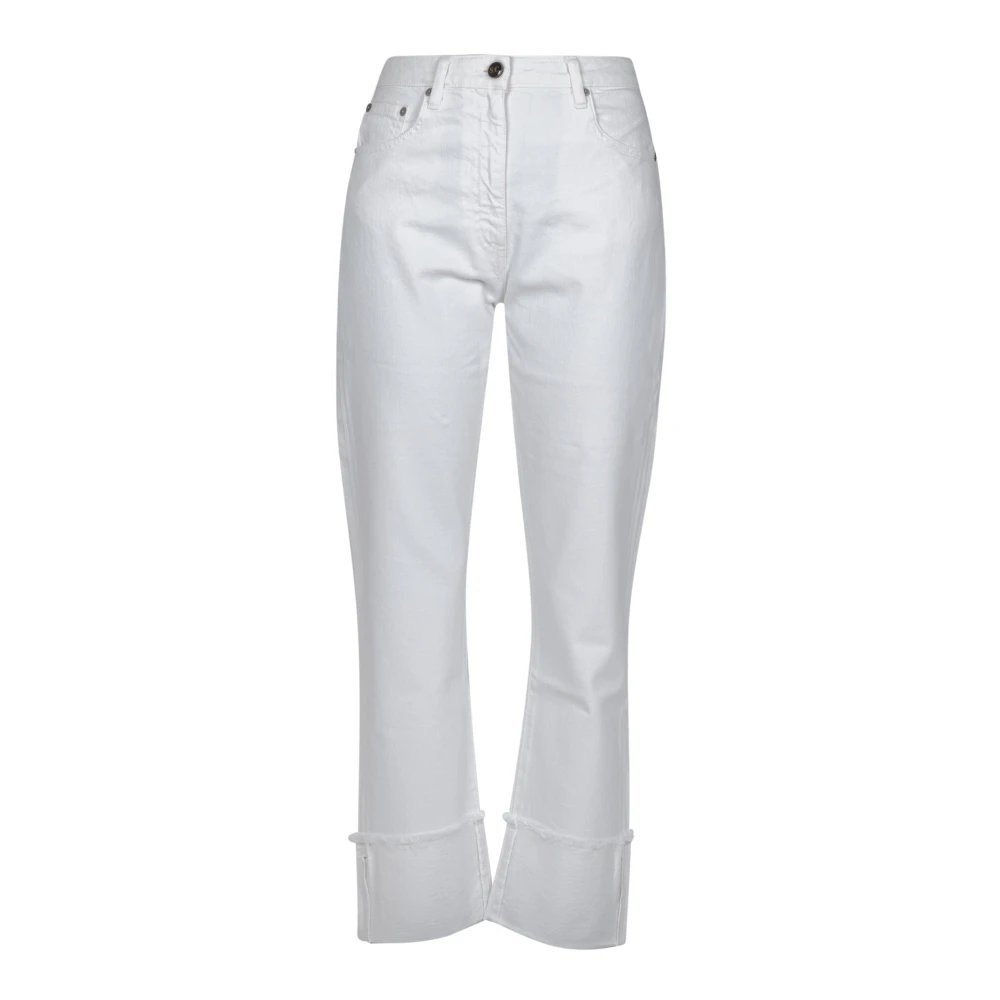 Semicouture Witte Denim Straight Leg Jeans White Dames