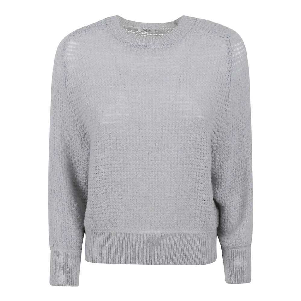 PESERICO Grijze Boxy Sweaters met Net Breiwerk Gray Dames
