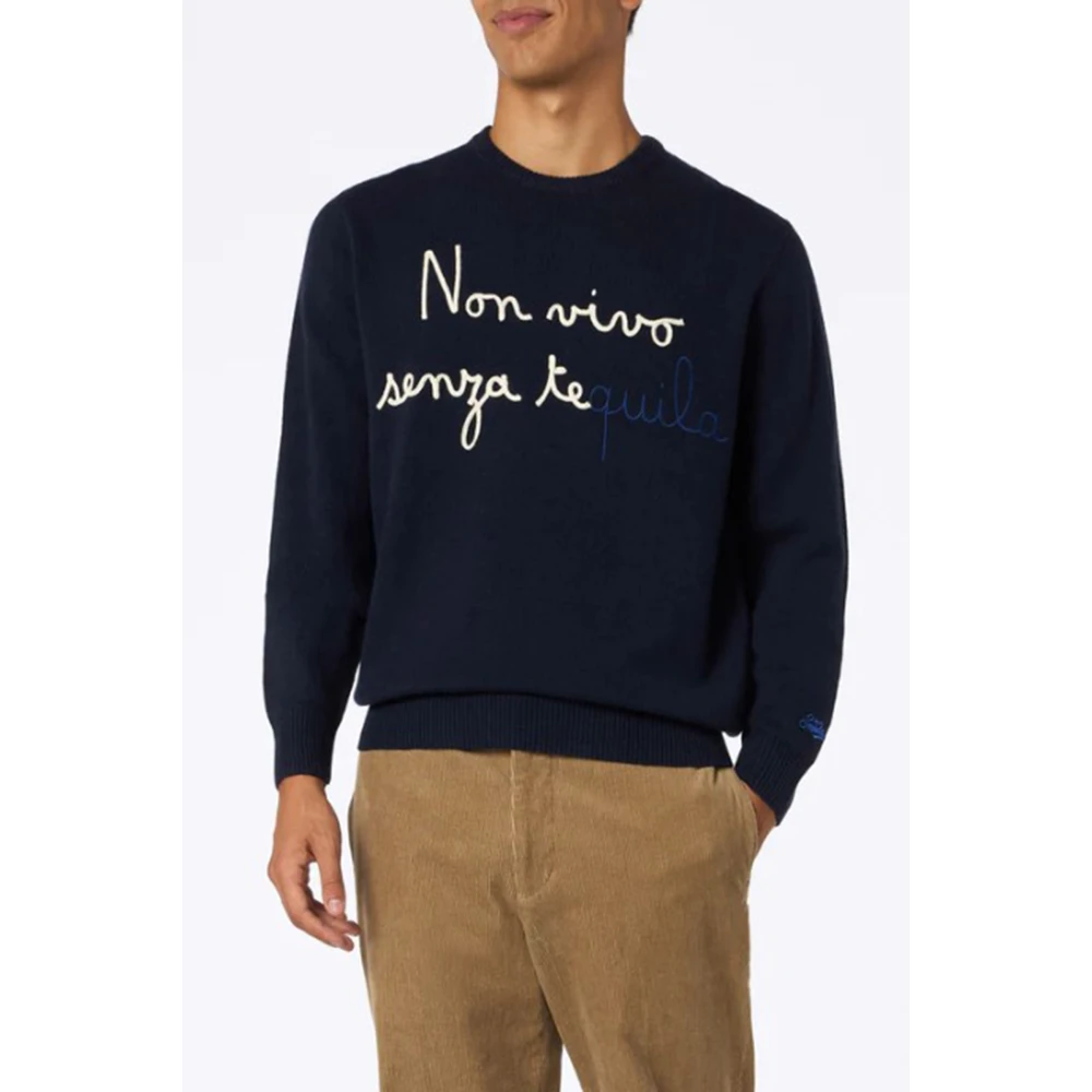 MC2 Saint Barth Blauwe Crew Neck Sweater Heron Blue Heren
