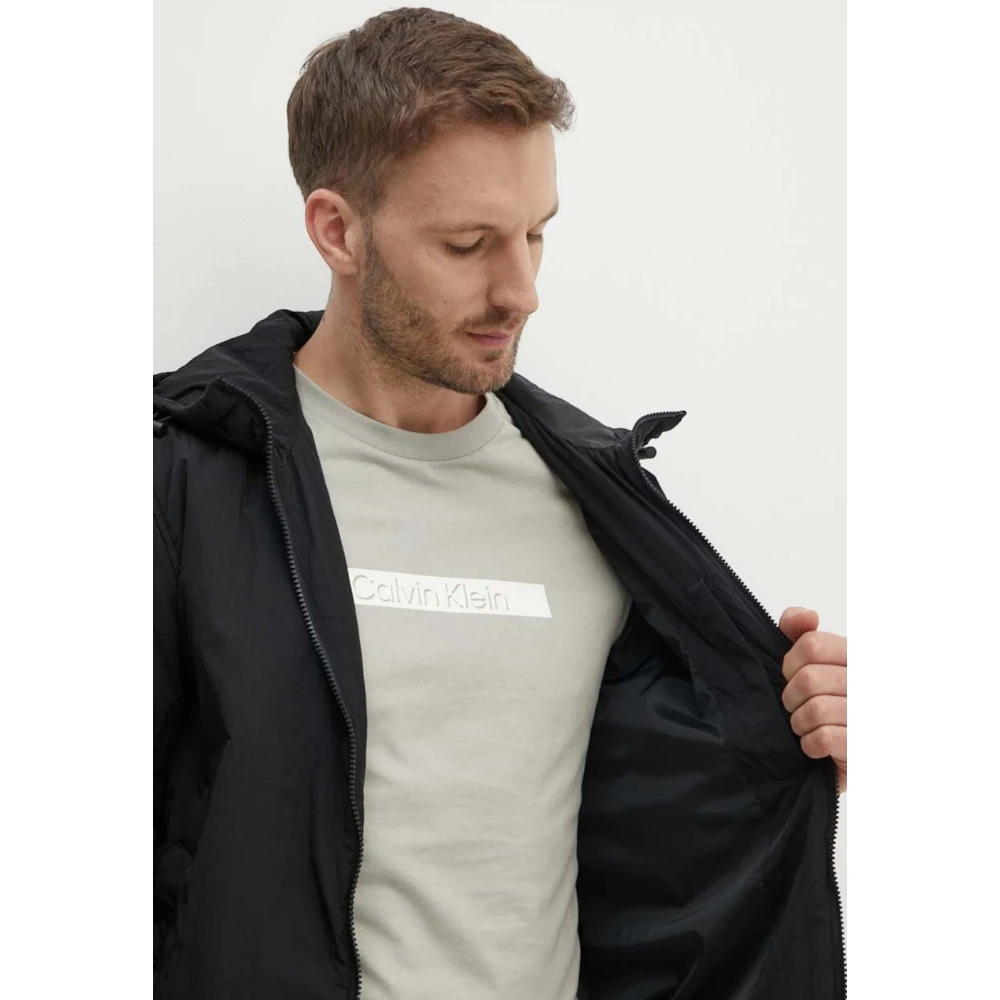 Calvin Klein Jeans Zwarte Gewatteerde Hoodie Harrin Black Heren
