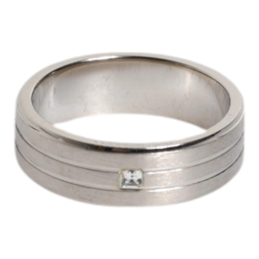 Dolce & Gabbana Unisex Silver Crystal Dg Logo Tone Ring