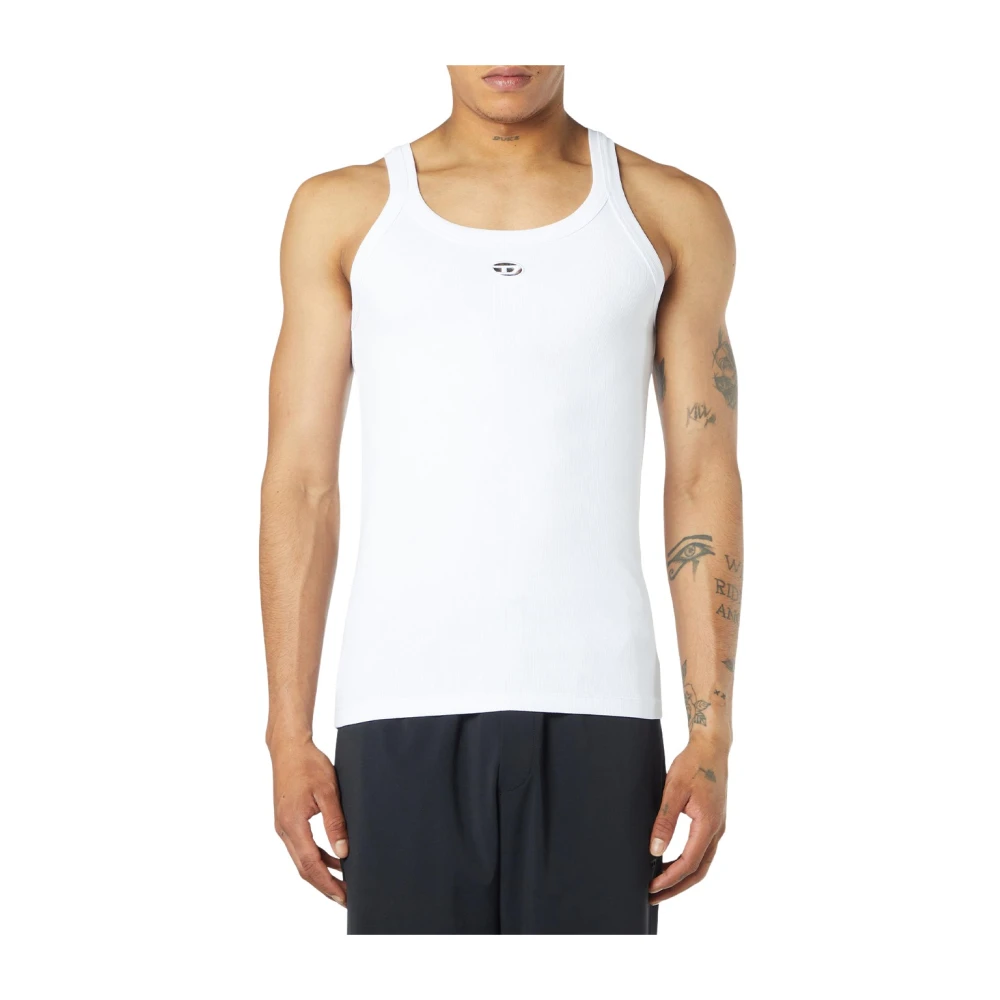 Diesel Men's White Sleeveless Tops, S, Tank Tops