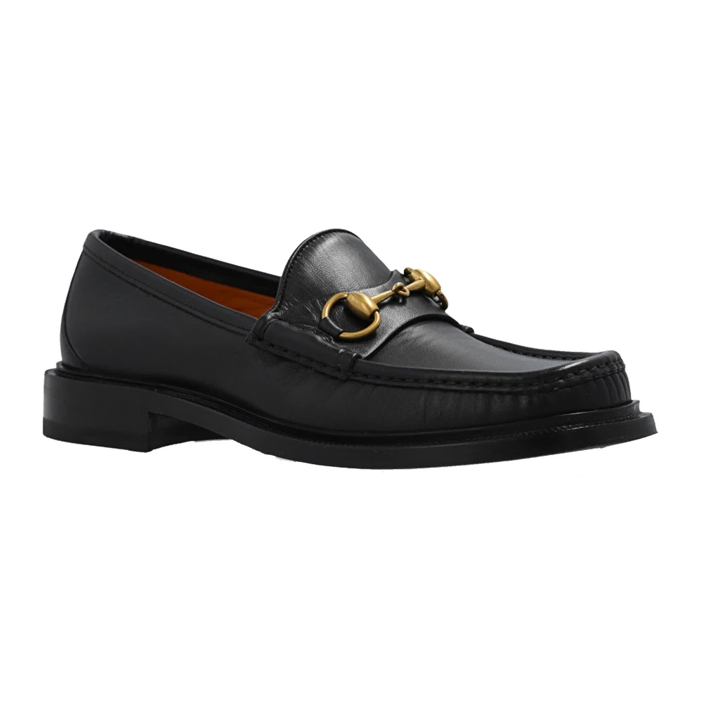 Gucci Zwarte Leren Loafer Schoenen Black Heren