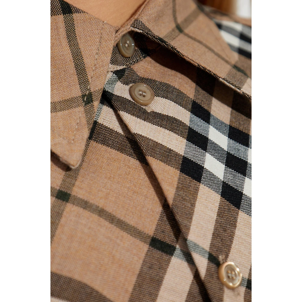 Burberry Overhemd met ruitpatroon Beige Dames