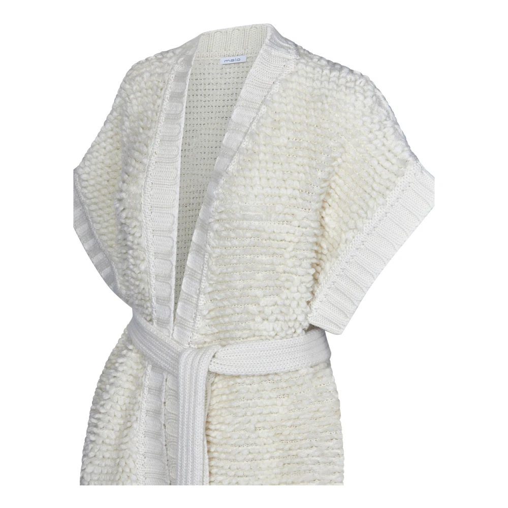 Malo Roomwit Cashmere Gebreid Maxi Vest White Dames