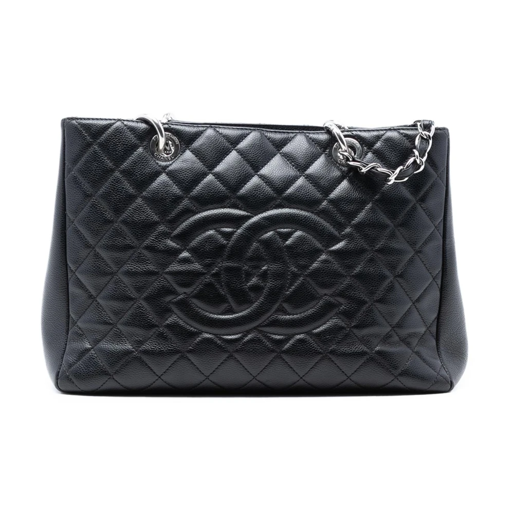 Chanel Vintage Women's Black Pre-Owned Quilted Tote Bag