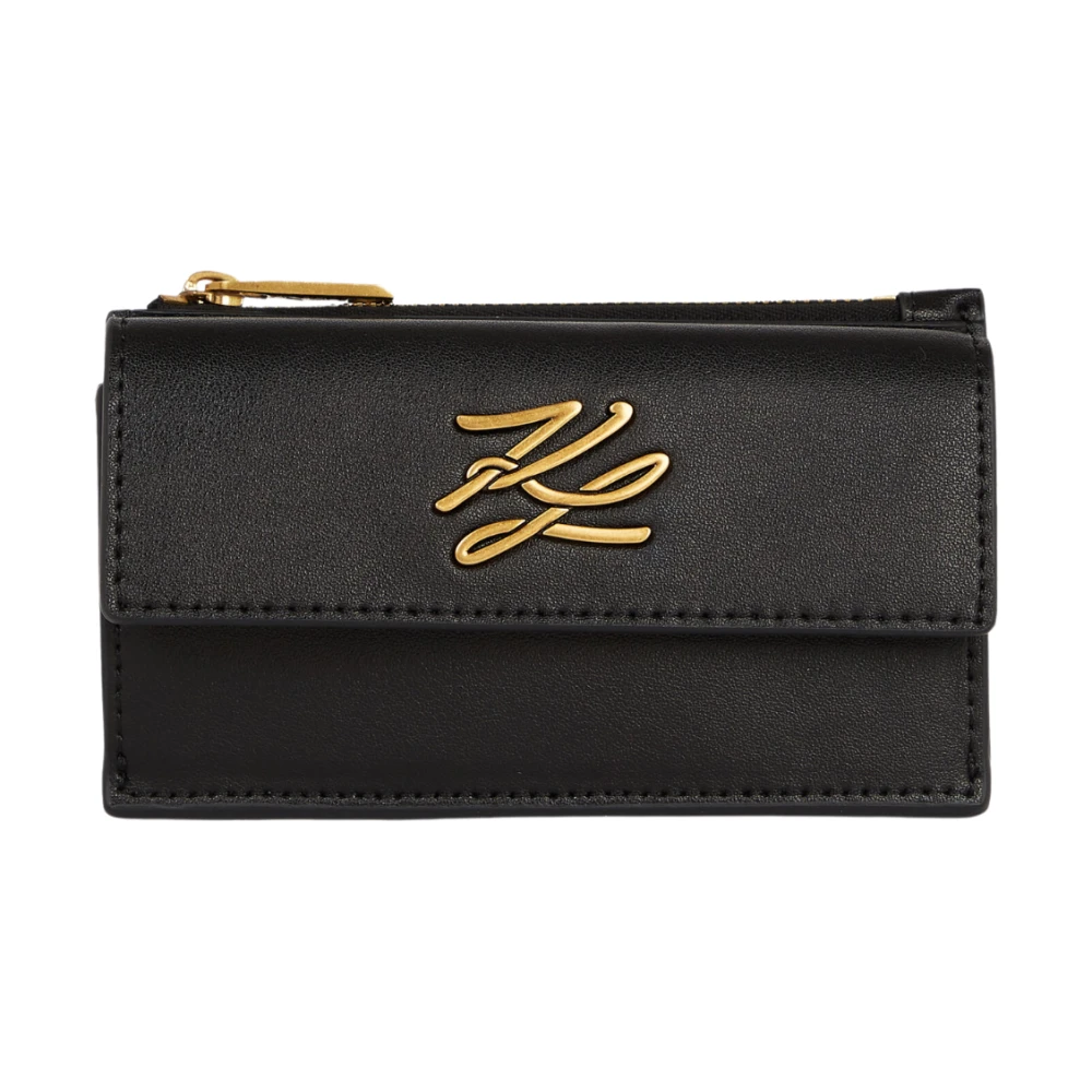 Karl Lagerfeld Portemonnee met handtekening rits kaarthouder Black Dames