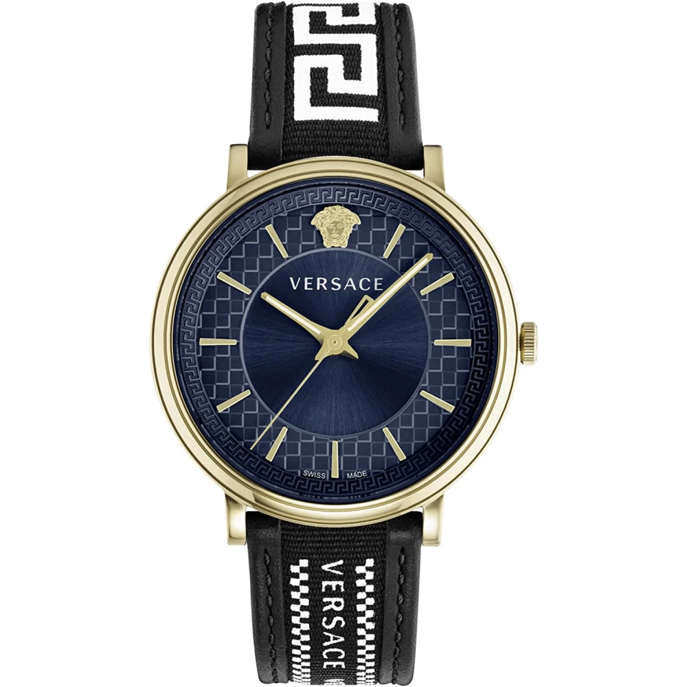 Versace Men's Blue/Gold V-Circle Dial Watch