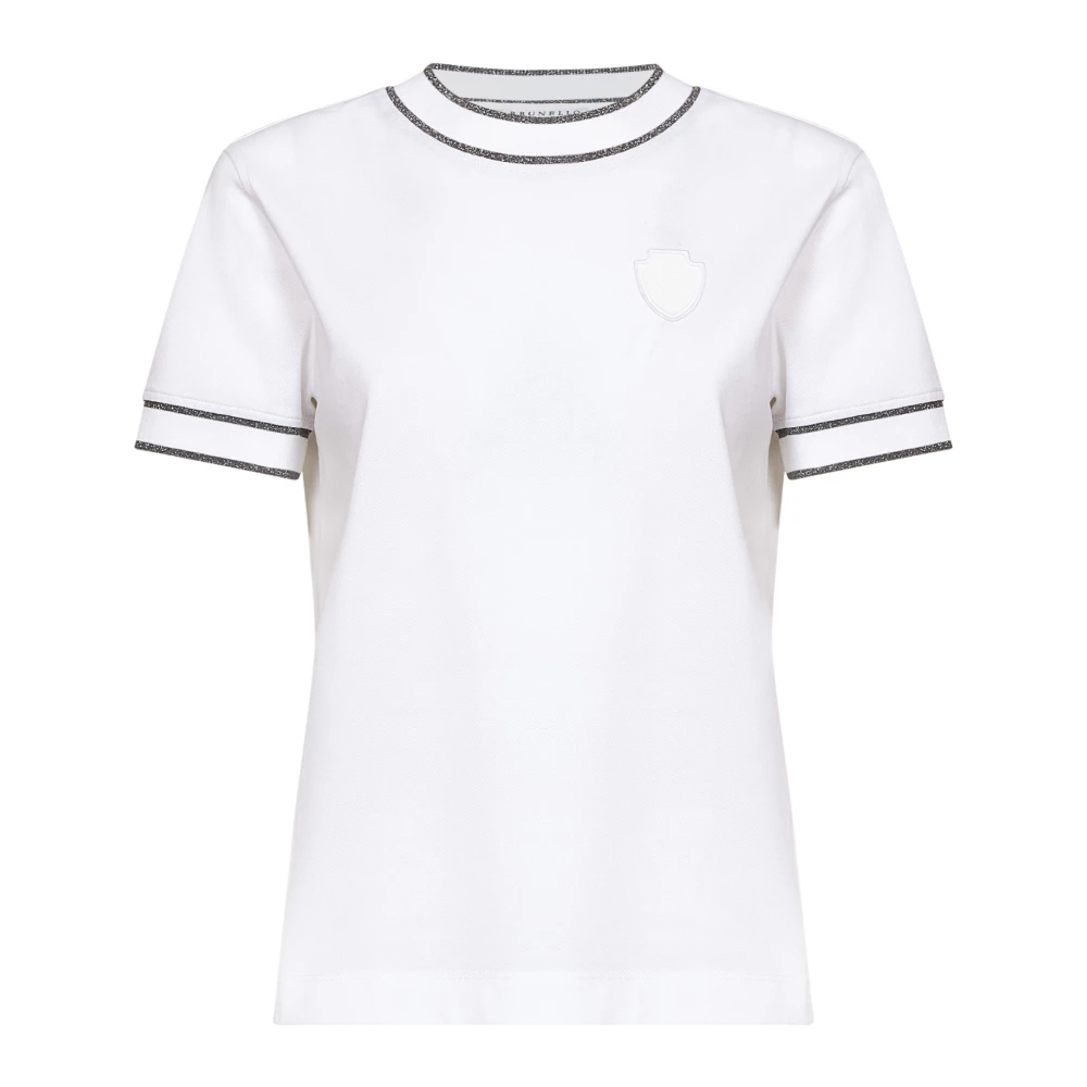 Brunello Cucinelli Sparkling Cotton Knit Crewneck - Female - T-Shirts - White - Xs - Tops
