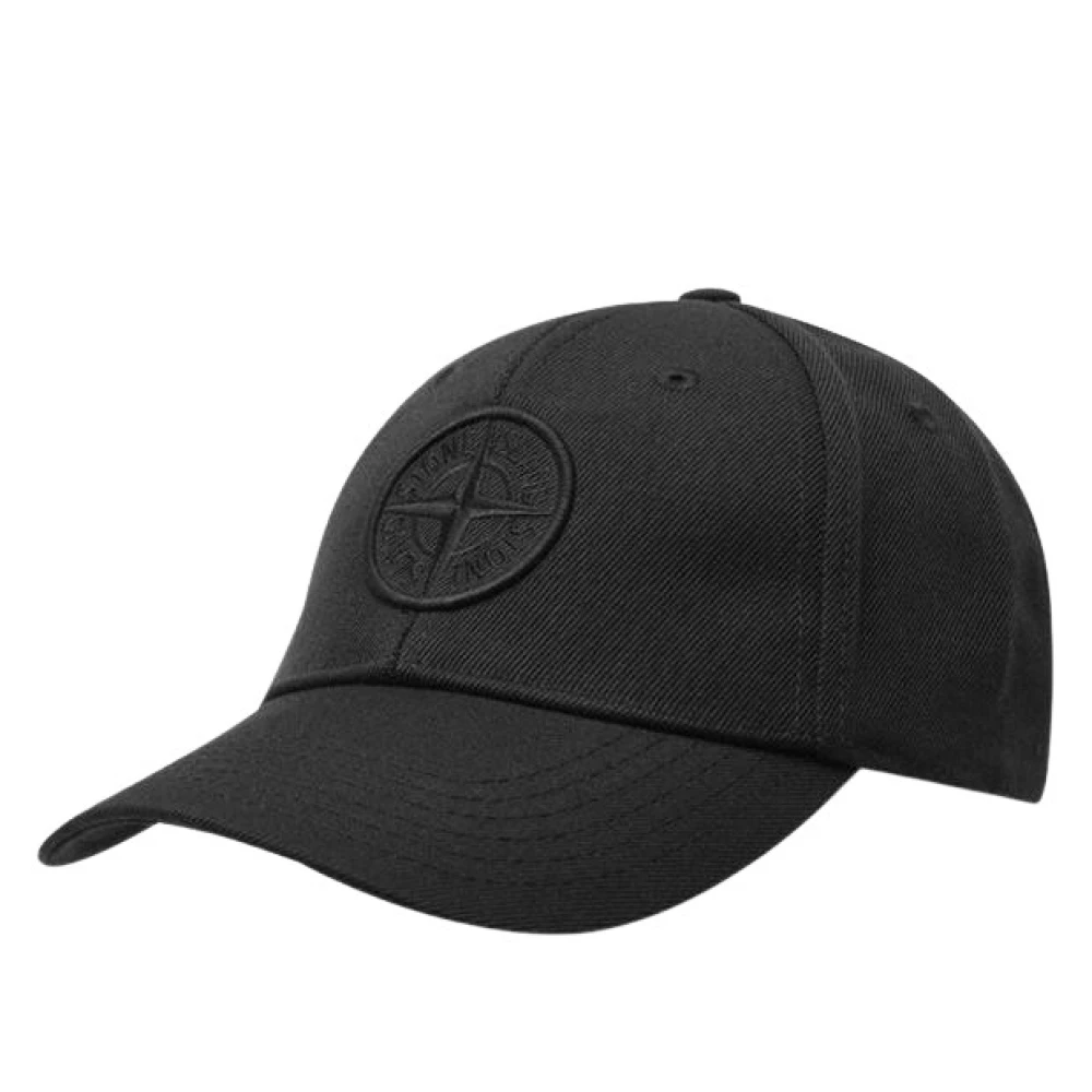 Stone Island Zwarte Katoenen Pet met Kompass Logo Black Dames