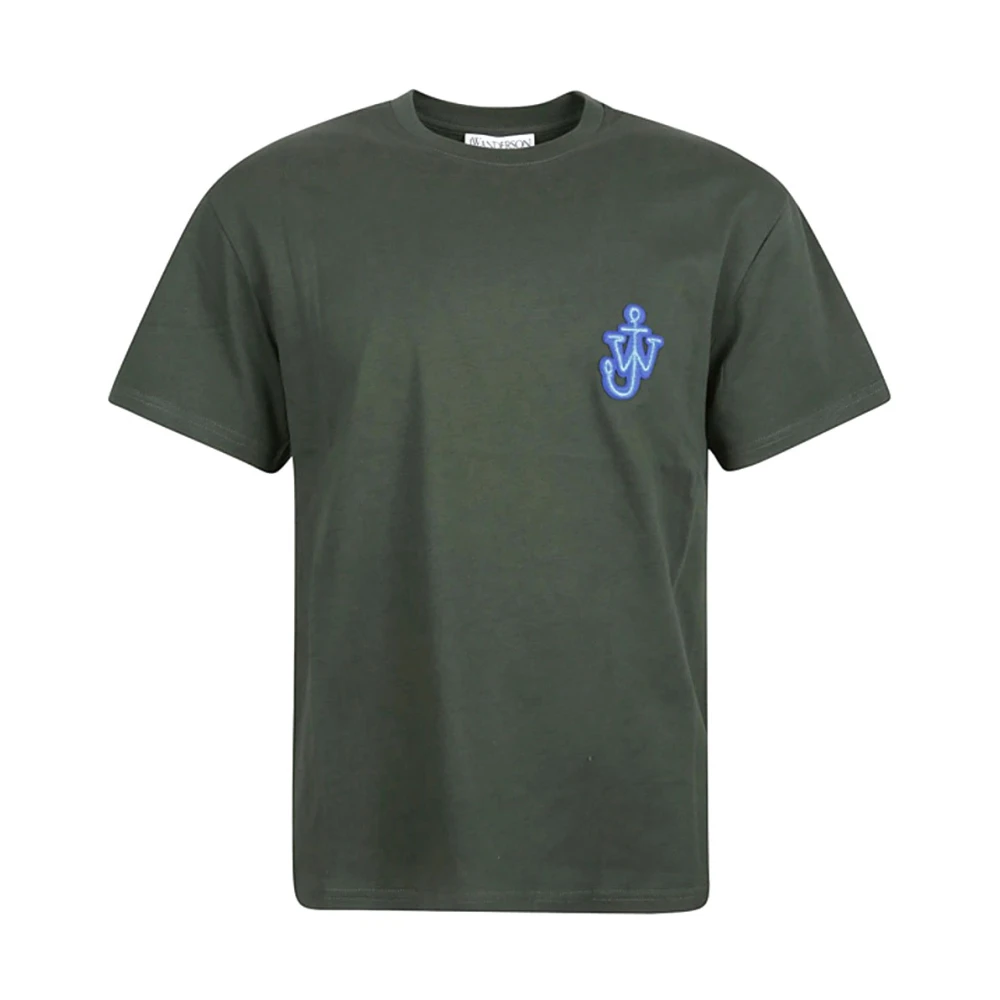 JW Anderson Katoenen T-Shirt met Logo Patch Green Heren