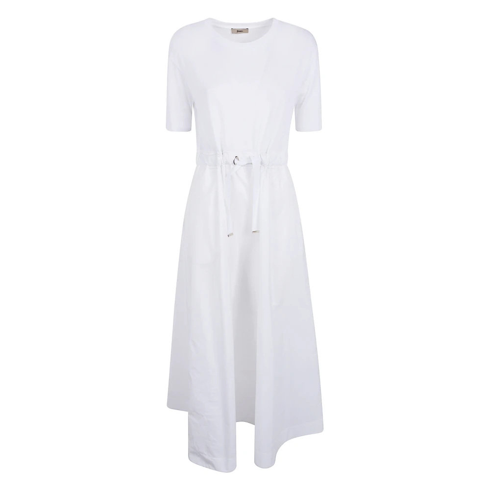 Herno Kvinno Vit Klänningar Dam, S, Drawstring Midi Dress
